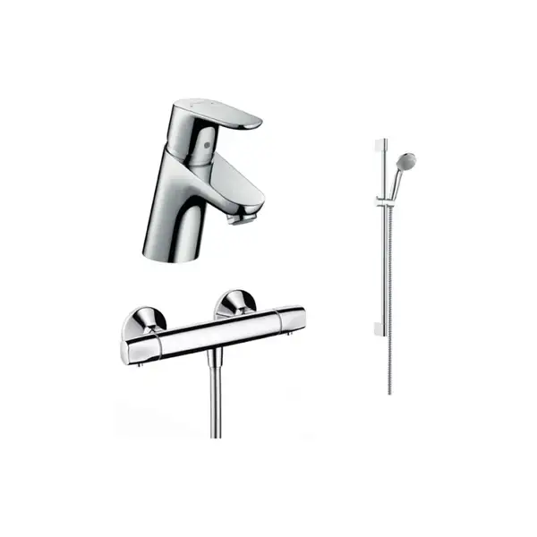 Набор смесителей для душа 3-в-1 с термостатом Hansgrohe Focus E2/Ecostat E (цвет - хром) (31750000) фото 1 Aquada.com.ua