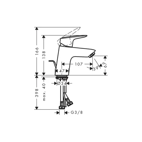 Набор смесителей для ванны 3-в-1 Hansgrohe Logis 70/ Crometta (цвет - хром/белый) (70002019) фото 6 Aquada.com.ua