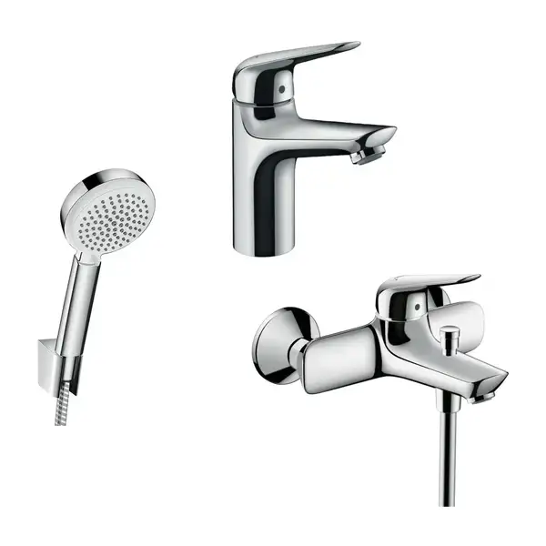 Набор смесителей для ванны 3-в-1 Hansgrohe Novus 100 (цвет - хром) (710342663) фото 1 Aquada.com.ua