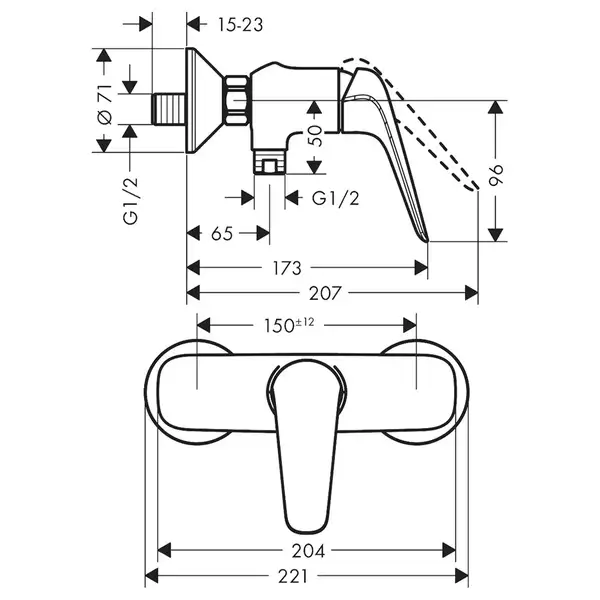 Набор смесителей для душа 3-в-1 Hansgrohe Novus/Crometta (цвет - хром) (71060112) фото 6 Aquada.com.ua