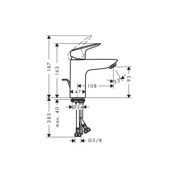 Набор смесителей для ванны 3-в-1 Hansgrohe Logis 100/Croma-100 Vario (цвет - хром) (711714310) фото 2 Aquada.com.ua