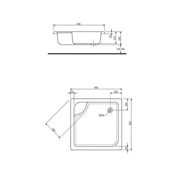 Поддон Kolo First 90 х 90 х h23 см XBK0390000 (XBK0390000) фото 2 Aquada.com.ua