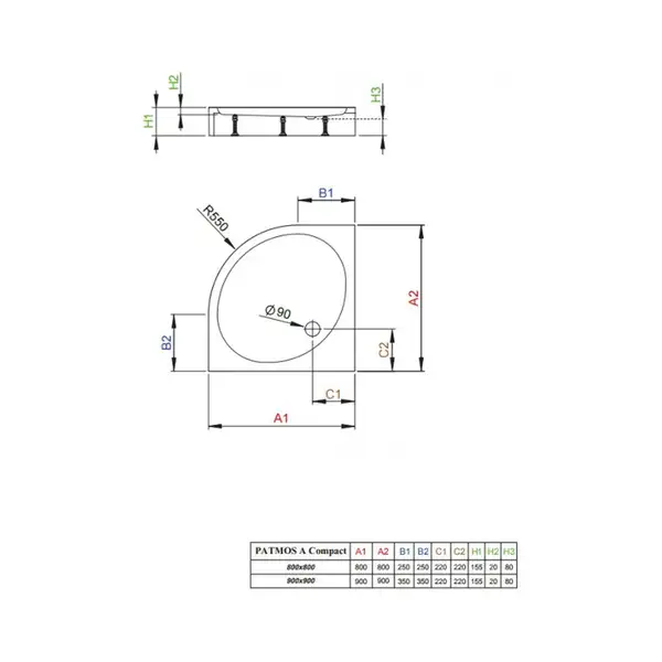 Душевой поддон Radaway Patmos A Compact 900x900 мм (4S99155-05) фото 3 Aquada.com.ua