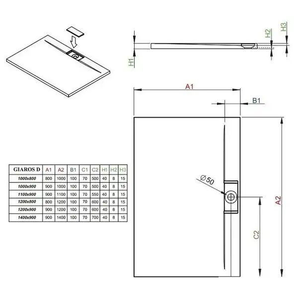 Душевой поддон Radaway Giaros D 1200x900 мм (MKGD1290-03) фото 2 Aquada.com.ua