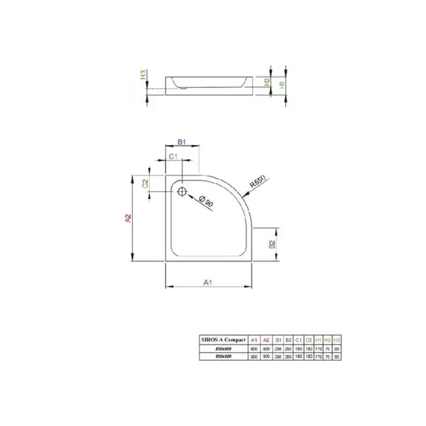 Душевой поддон Radaway Siros Compact 900 х 900 х h70 мм (SBA9917-2) фото 2 Aquada.com.ua