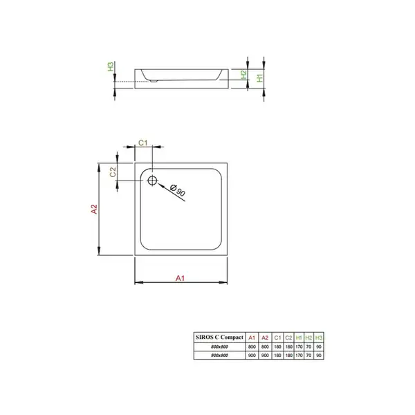 Душевой поддон Radaway Siros C Compact 900x900 мм (SBC9917-2) фото 3 Aquada.com.ua