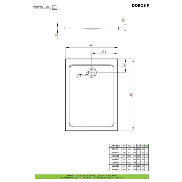 Radaway Doros F Душовий піддон 1200x900 мм, білий (SDRF1290-01)