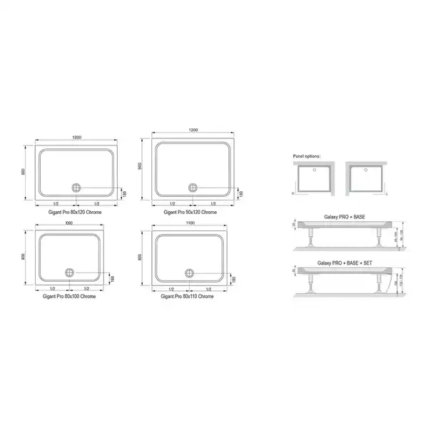 Ravak Gigant Pro Chrome Душовий піддон 1000х800, білий (XA04A401010)
