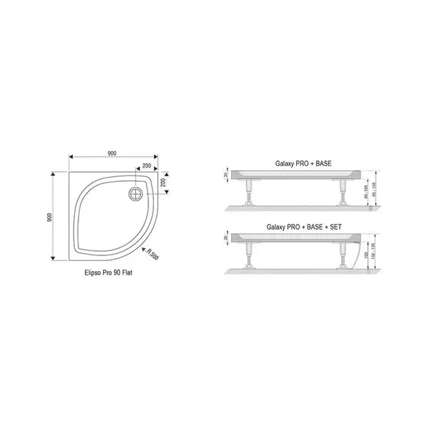 Ravak Elipso Pro Flat Душовий піддон 900х900 мм, білий (XA237711010)