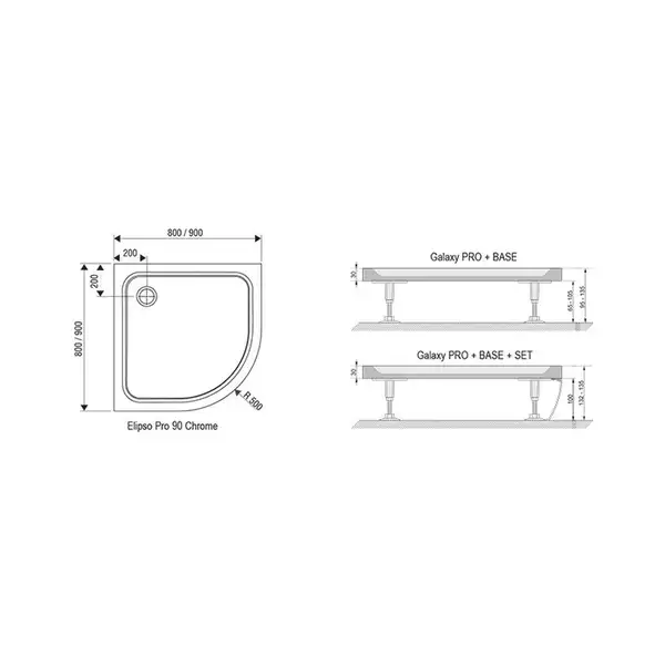 Душевой поддон Ravak Galaxy Pro Chrome 900х900 мм (XA247701010) фото 3 Aquada.com.ua