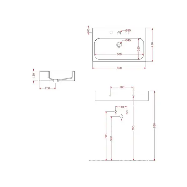 ARTCERAM Раковина подвесная ArtCeram BLOCK 65х41 см BKL001 фото 3 Aquada.com.ua