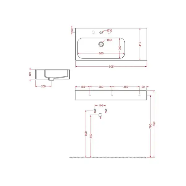 ARTCERAM Раковина подвесная ArtCeram BLOCK 90х41 см BKL002 фото 3 Aquada.com.ua