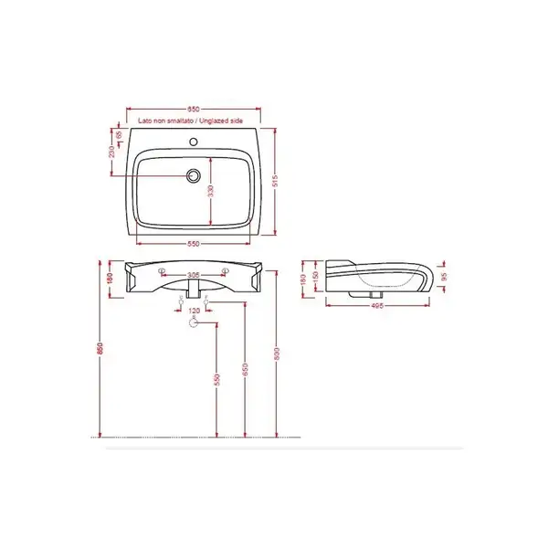 ARTCERAM Раковина подвесная Art Ceram Hi-line 60 x 51,5 см, черный глянцевый (HIL002 03; 00) фото 2 Aquada.com.ua