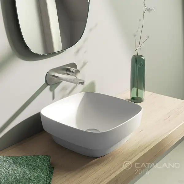 Раковина накладная на столешницу Catalano Green Lux / Colori 40 х 40 см, белый матовый (140AGRLXBM) фото 2 Aquada.com.ua