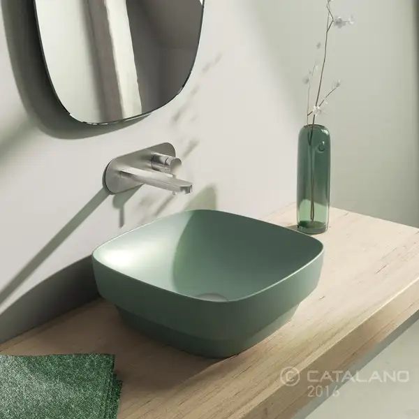 Раковина накладная на столешницу Catalano Green Lux / Colori 40 х 40 см, зелёный матовый (140AGRLXVS) фото 2 Aquada.com.ua