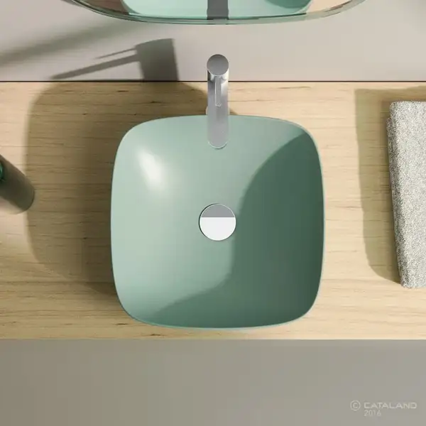 Раковина накладная на столешницу Catalano Green Lux / Colori 40 х 40 см, зелёный матовый (140AGRLXVS) фото 3 Aquada.com.ua