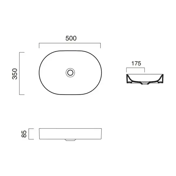 Раковина накладная на столешницу Catalano Horizon 50 х 35 см, Satin white (150AHZBM) фото 3 Aquada.com.ua