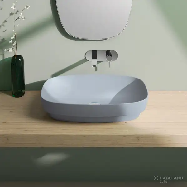 Раковина накладная на столешницу Catalano Green Lux / Colori 65 х 40 см, голубой матовый (165AGRLXAS) фото 2 Aquada.com.ua