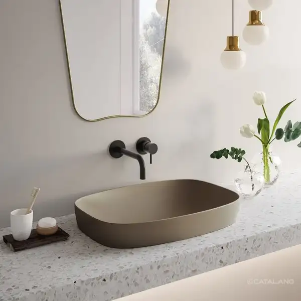Раковина накладная на столешницу Catalano Green Lux / Colori 65 х 40 см, коричневый матовый (165AGRLXMS) фото 2 Aquada.com.ua