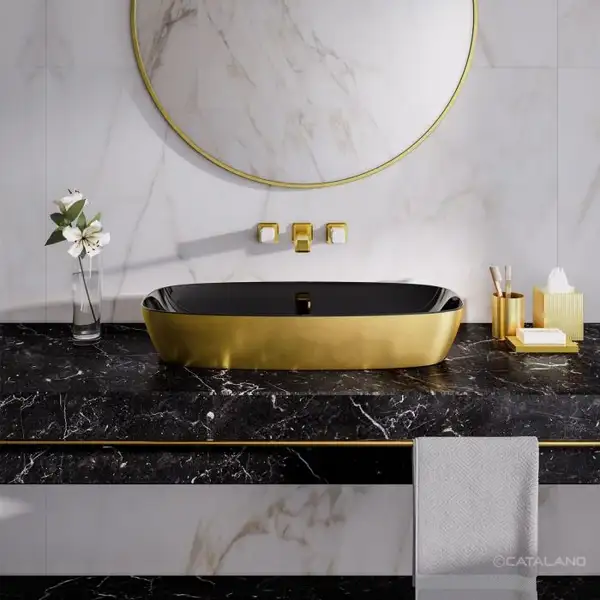 Раковина накладная на столешницу Catalano Gold & Silver 80 х 40 см (180APGRLXNO) фото 2 Aquada.com.ua