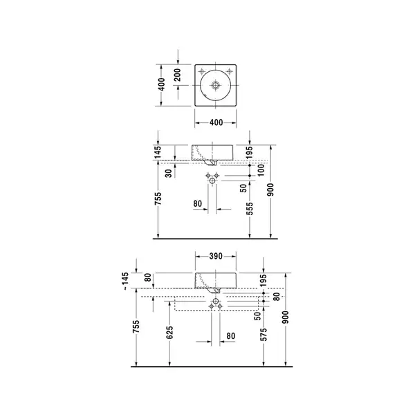 Раковина на столешницу Duravit Architec 400x400, без отверстия для смесителя (0320400000) фото 2 Aquada.com.ua