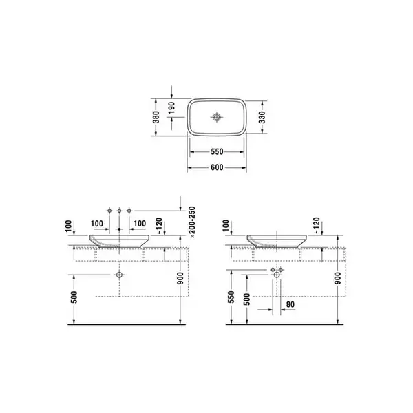 Раковина накладная на столешницу Duravit DuraStyle 60 х 38 см (0349600000) фото 4 Aquada.com.ua