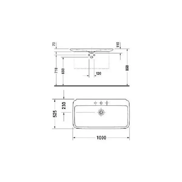 Раковина Duravit Pura Vida 100х52,5 см (с 3 отв. под смеситель) (0371100030) фото 3 Aquada.com.ua