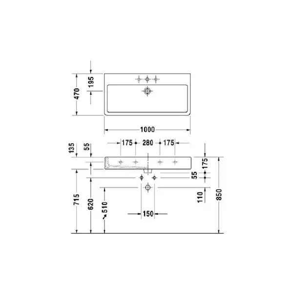 Раковина накладная на столешницу Duravit Vero 100 х 47 см, черный (0454100800) фото 4 Aquada.com.ua