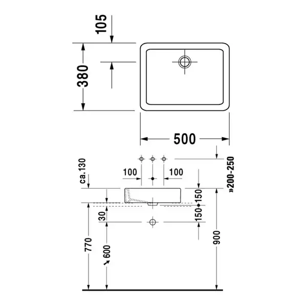 Раковина накладная на столешницу Duravit Vero 50х38 см (0455500000) фото 2 Aquada.com.ua