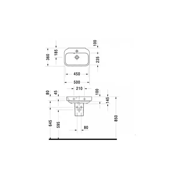 Раковина накладная на столешницу Duravit Happy D.2 50х36 см (0709500000) фото 2 Aquada.com.ua