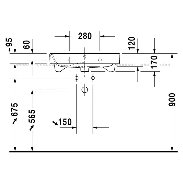 Раковина Duravit Happy D.2 65х50,5 см (без отв. под смеситель, шлифованная) (2318650028) фото 3 Aquada.com.ua