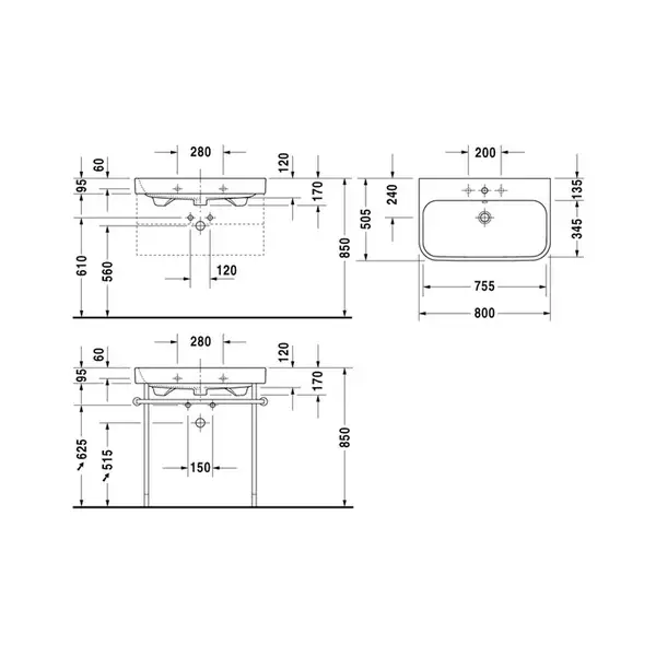 Раковина Duravit Happy D.2 80х50,5 см (2318800000) фото 3 Aquada.com.ua