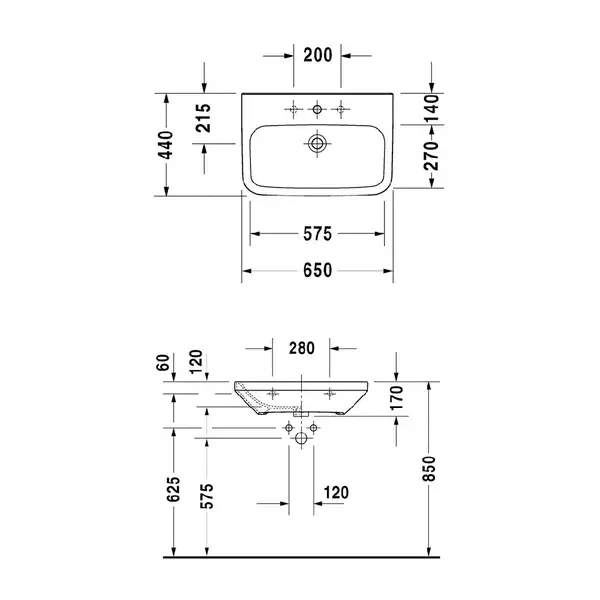 Раковина подвесная медицинская Med Duravit DuraStyle 65 х 44 см (2324650000) фото 2 Aquada.com.ua