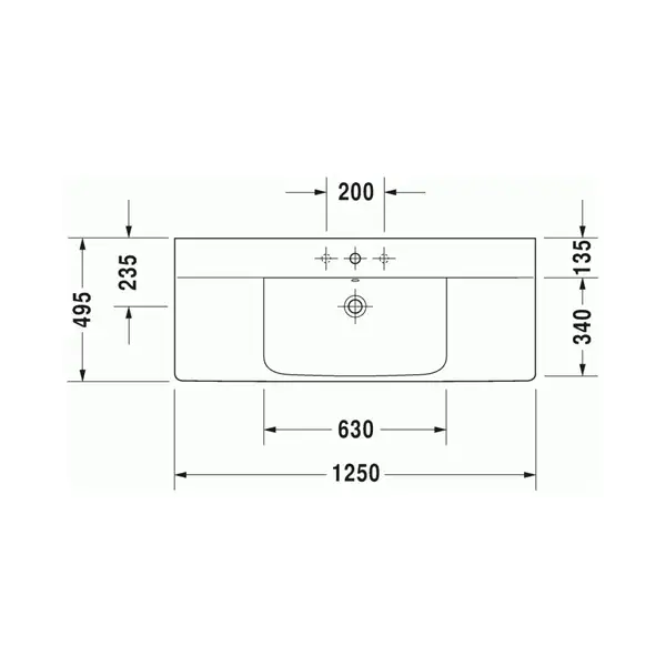 Раковина для мебели Duravit P3 Comforts 1250 х 495 мм (2332120000) фото 5 Aquada.com.ua