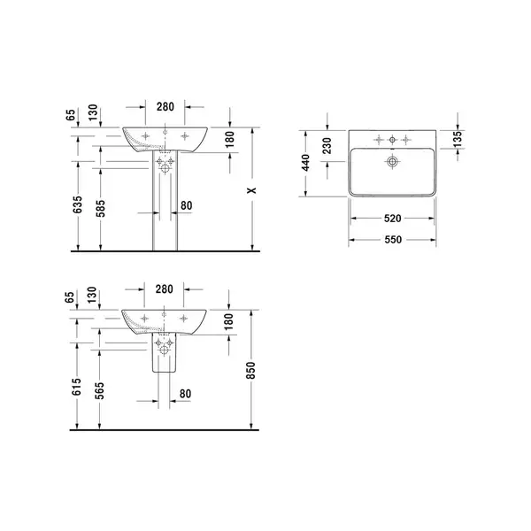 Раковина Duravit Me by Starck 55х44 см (2335550000) фото 3 Aquada.com.ua