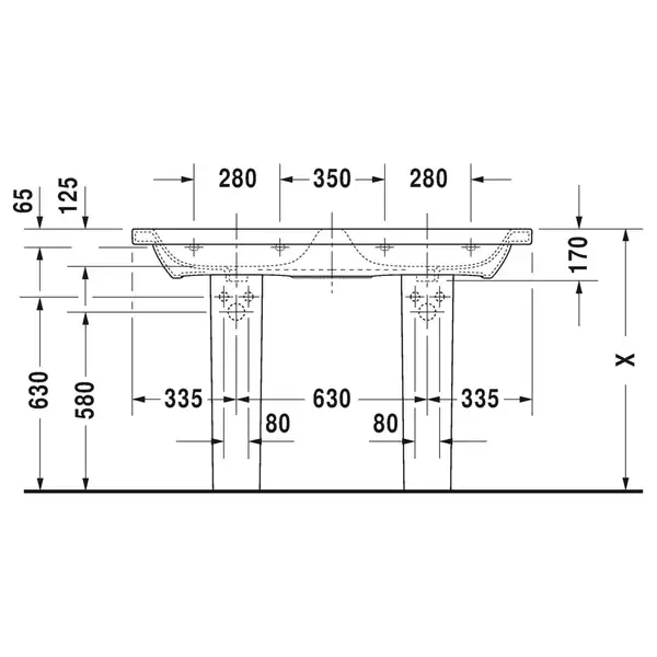 Раковина двойная Duravit DuraStyle 130 х 48 см (2338130000) фото 3 Aquada.com.ua