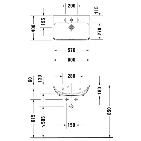 Раковина подвесная Duravit Vero Air 60х40 см (2343600000) фото 2 Aquada.com.ua