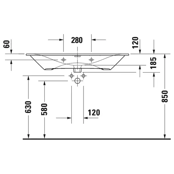 Раковина мебельная Duravit Viu 103 х 49 см (2344100000) фото 4 Aquada.com.ua