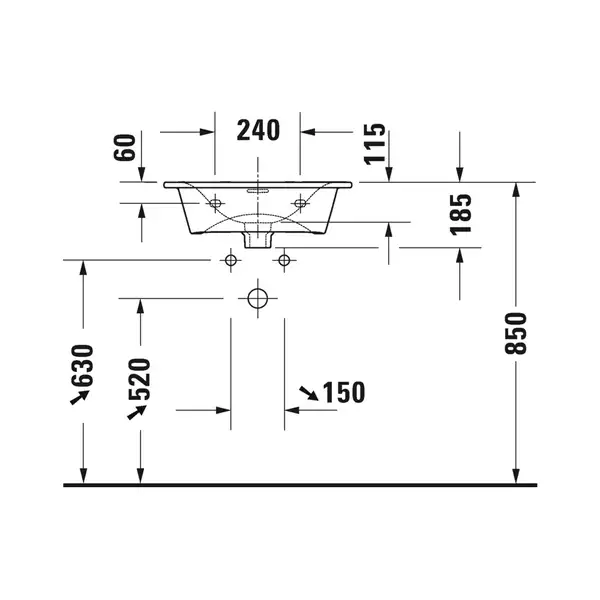 Раковина мебельная Duravit Viu 54 х 43 см (2344530000) фото 3 Aquada.com.ua