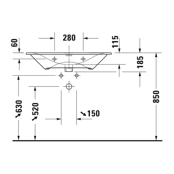 Раковина мебельная Duravit Viu 83 х 49 см (2344830000) фото 4 Aquada.com.ua