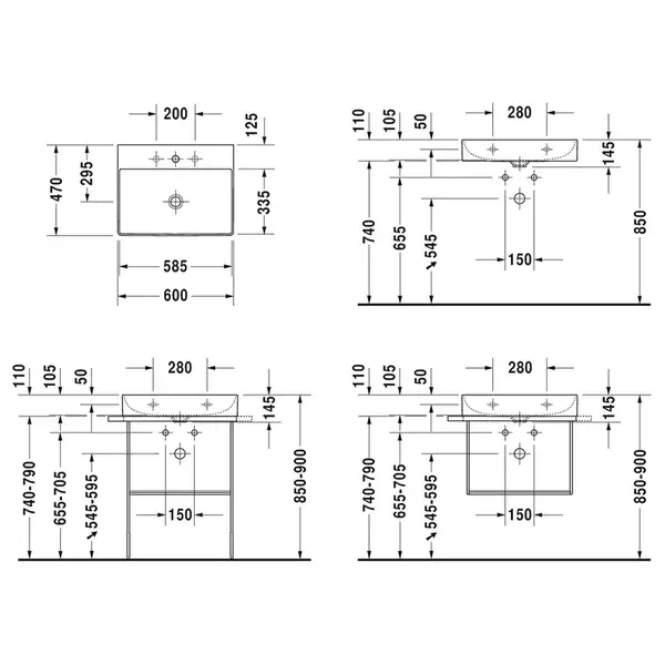 Раковина для мебели Duravit Bacino 60 х 47 см (2353600041) фото 3 Aquada.com.ua