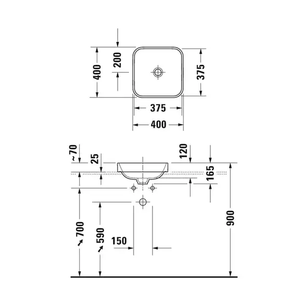 Раковина накладная на столешницу Duravit Happy D.2 Plus 40 х 40 см, антрацит (2359401300) фото 4 Aquada.com.ua