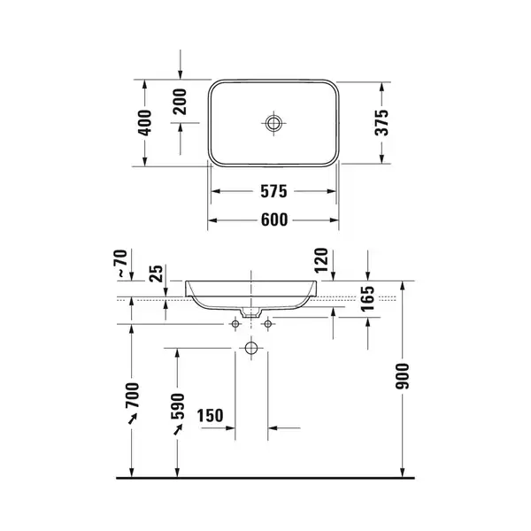 Раковина накладная на столешницу Duravit Happy D.2 Plus 60 х 40 см, антрацит (2359601300) фото 4 Aquada.com.ua