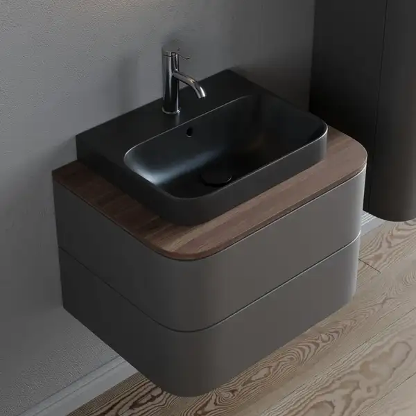 Раковина накладная на столешницу Duravit Happy D.2 Plus 50 х 40 см, антрацит матовый (2360501300) фото 2 Aquada.com.ua