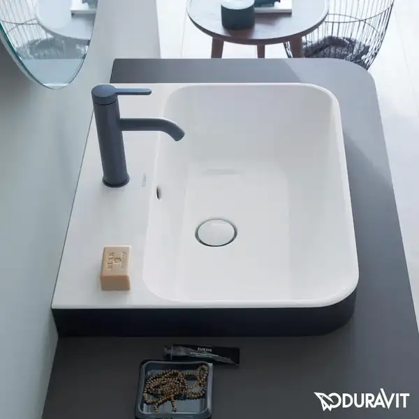 Раковина накладная на столешницу Duravit Happy D.2 Plus 50 х 40 см, белый/антрацит матовый (2360506100) фото 3 Aquada.com.ua