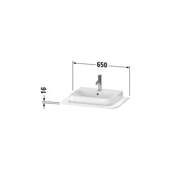 Консоль с 1 одним вырезом Duravit Happy D.2 Plus 65 х 48 см, скавдинавский белый шелковисто-матовый лак (HP031B03939) фото 2 Aquada.com.ua