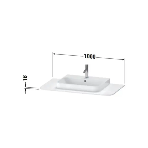 Консоль с 1 одним вырезом Duravit Happy D.2 Plus 100 х 55 см, скавдинавский белый шелковисто-матовый лак (HP031E03939) фото 2 Aquada.com.ua