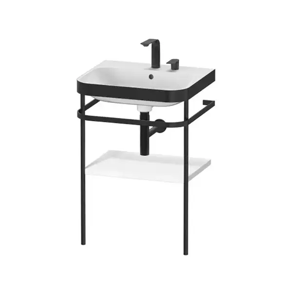 Раковина c-bonded с напольной металлической консолью Duravit Happy D.2 Plus 57,5 х 49 см (HP4735E2222) фото 1 Aquada.com.ua