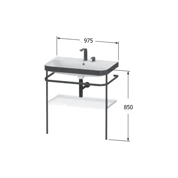 Раковина c-bonded с напольной металлической консолью Duravit Happy D.2 Plus 97,5 х 49 см (HP4738E8080) фото 2 Aquada.com.ua