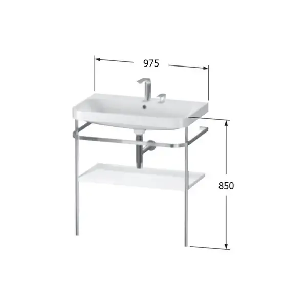 Раковина c-bonded с напольной металлической консолью Duravit Happy D.2 Plus 97,5 х 49 см (HP4838E8080) фото 2 Aquada.com.ua